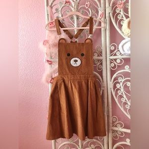 Corduroy bear pinafore dress by sugar thrillz